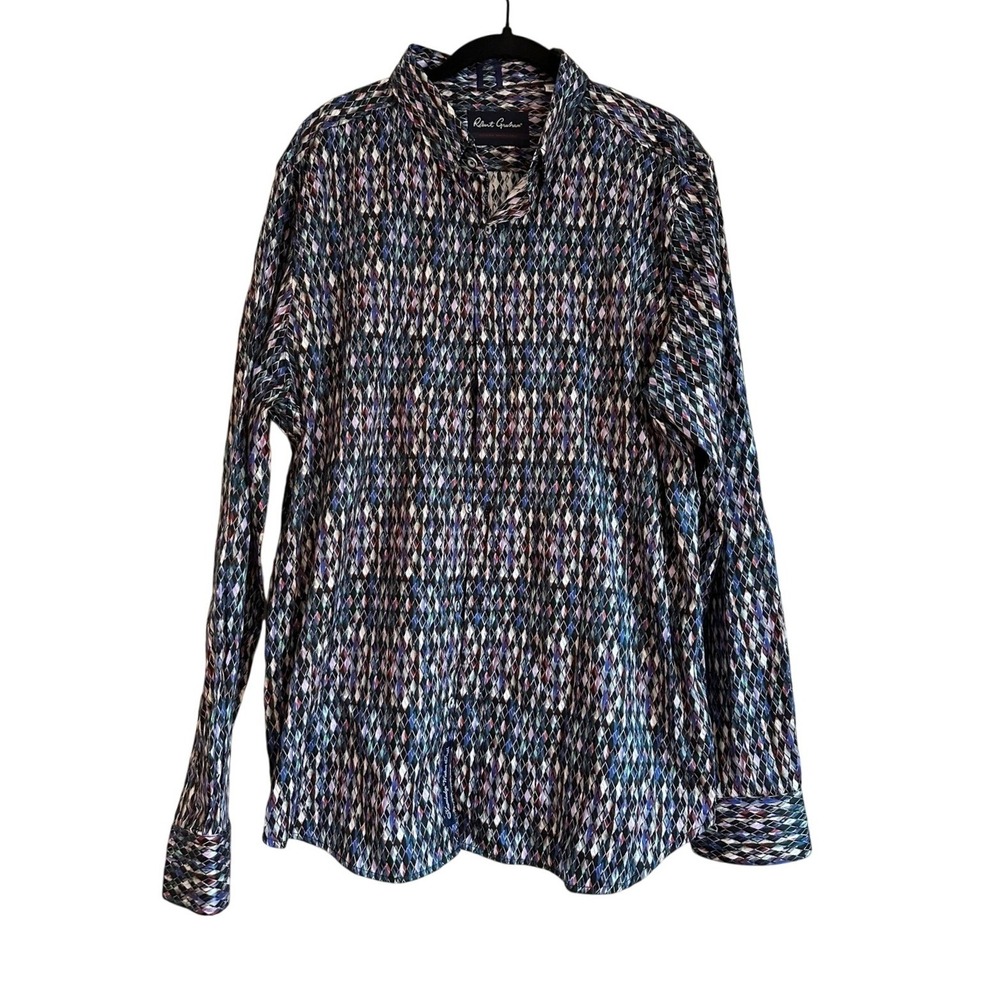 Robert Graham Mens 2XL Multicolor Geometric Print Button Up Sport Shirt